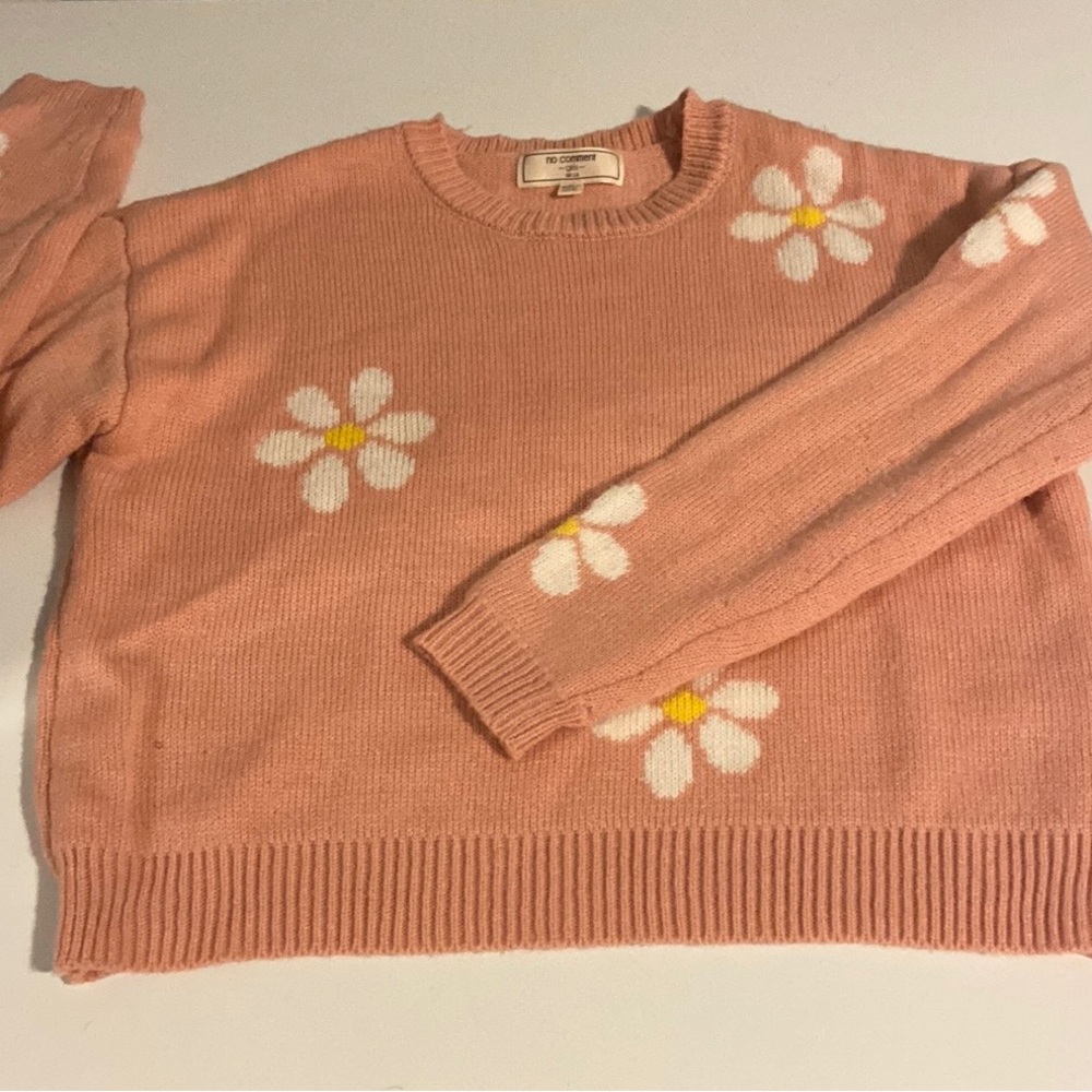 No Comment Daisy Flower Crew Neck Girl’s long sleeve Sweater size L 14